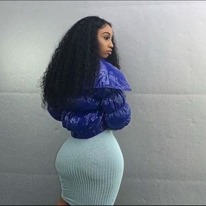 Blue puffer vinyl jacket